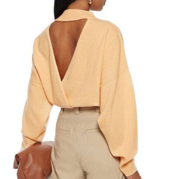 ALC Chiara Sweater Apricot Orange Wool Cashmere Open‎ Back Pullover Sz XS - Picture 1 of 12